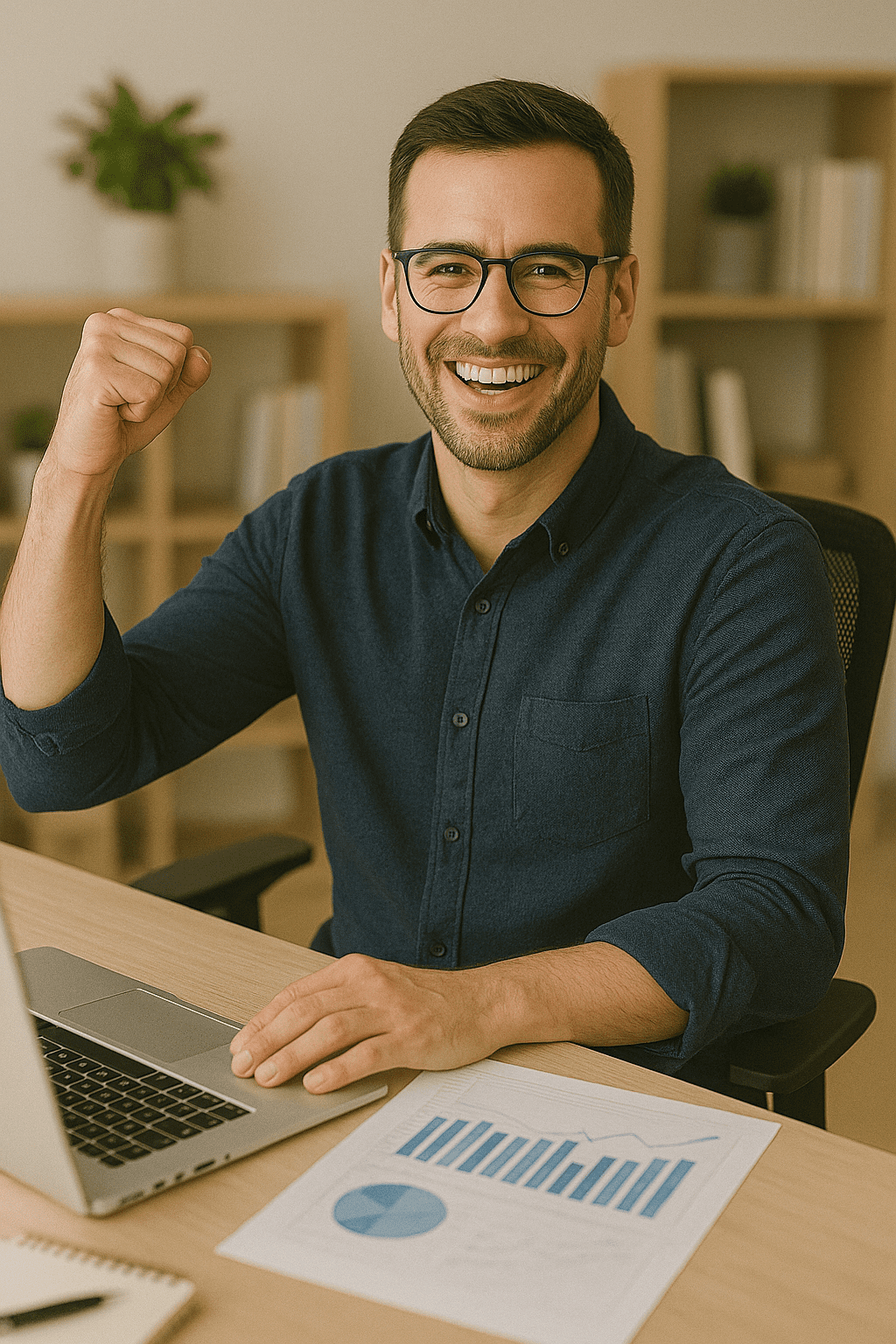 Formateur souriant dans un bureau lumineux